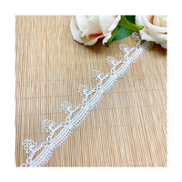 LEIXUSI 3cm Dentelle blanche brodée brillante en polyester soluble dans l'eau, accessoires DIY pour vêtements d'enfants en gros