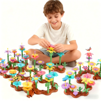 Vente chaude Creative Jouets Éducatifs Jardin Blocs De Construction DIY Construction Jouet Fleur pour Enfants Fleur Jardin Ensemble De Construction