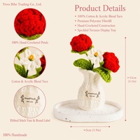 Karangan Bunga Lily of the Valley Rajutan Tangan BH, Vas Benang untuk Dekorasi Pot, Dekorasi Meja Rumah dengan Bunga Imitasi, Hadiah