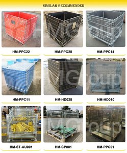 Zware-duty stapelbare 4-laags sterke duurzame gegalvaniseerde opvouwbare transport- en magazijn metalen stalen draad opbergbakken - Product Image 5