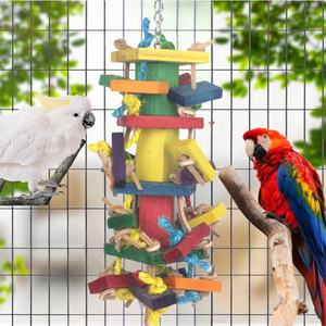 Juguete Colgante de Madera Multicolor Natural para Loros, Aves y Maracas, con Cuerda de Cuero y Bloques de Madera, Juguete Columpio para Masticar - ¡Venta Caliente! - Product Image 4