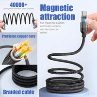 Câble de charge USB-C vers USB-C HYTO 3,3 pieds avec indicateur lumineux, charge rapide PD 60W, câble magnétique en nylon tressé Type-C