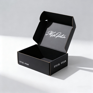 Boîte <span class=keywords><strong>d</strong></span>'avion noire de transport Boîtes en carton ondulé personnalisées extra rigides Matériaux recyclés Fermeture magnétique imprimable - Product Image 6