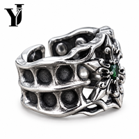 Bague Hexagramme en Argent Sterling 925 avec Zircon Cubique Vert, Style Gothique Large, Bijou Statement pour Homme, Vintage Punk