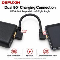 DEFUXIN Vergoldetes Dual 90-Grad-Winkel Micro-USB-Kabel 15cm Rechtwinkliges USB zu Micro-B 3A Schnellladekabel für Powerbank