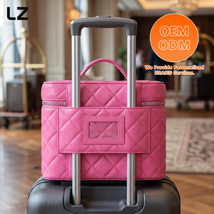 Bolsa de Cosméticos de Piel Sintética Acolchada LZ OEM ODM con Espejo, Compartimento Divisor, Estuche de Maquillaje de Viaje, Neceser, Caja de Aseo, Correa para Equipaje - Product Image 3