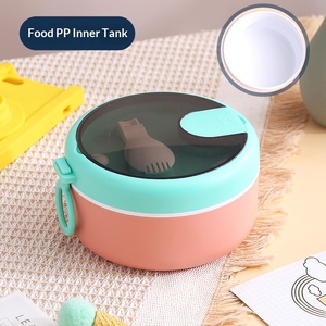 Boîte à bento ronde portable avec couverts intégrés, compartiment anti-fuite, boîte à lunch pour étudiants et employés de bureau - Product Image 4
