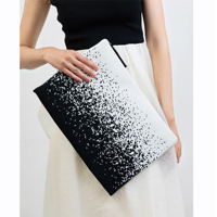 Housse pour ordinateur portable tricotée, motif dégradé noir et blanc moucheté, pochette zippée, sac de transport léger et protecteur pour ordinateur portable