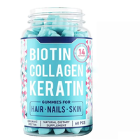 Gummies beauté pour cheveux, ongles et peau avec biotine, collagène, kératine, complément alimentaire, 14 nutriments