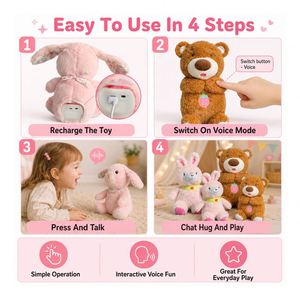 ตุ๊กตากระต่าย AI แบบกำหนดเอง ของเล่นพูดคุยได้ ตุ๊กตาสัตว์นุ่มนิ่ม ชาร์จ USB ของขวัญสำหรับเด็ก จำหน่ายส่ง - Product Image 3