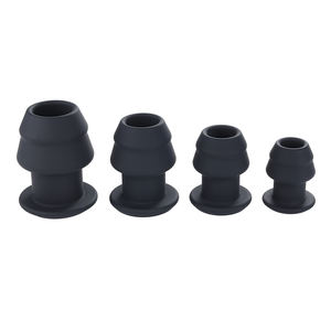Tapón Anal de silicona negra, juguetes de diferentes tamaños, Base redonda, tapón Anal hueco, productos sexuales para adultos - Product Image 3