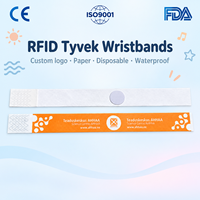 Bracelet jetable à puce RFID en papier Tyvek Dupont pour l'identification des patients, les événements hospitaliers et la gestion de l'accès des visiteurs