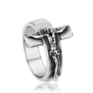 Men's <b>Ring</b> Stainless Steel Jesus Cross Band Crucifix <b>Ring</b> Silver Gold <b>Rings</b> Men's Vintage Casting 18K PVD Gold Plating - Product Image 2