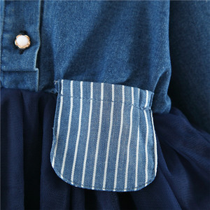 Bulk Wholesale Kids Clothing Denim Designer Masakali Lace Baby Girl Blue Dresses Pictures for Girls Model - Product Image 3