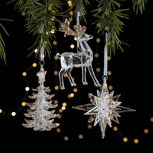 Ornamenti Natalizi Trasparenti in Acrilico a Forma di <span class=keywords><strong>Fiocco</strong></span> di <span class=keywords><strong>Neve</strong></span>, Stampati in 1 Colore, per Decorazioni Albero di Natale e Festività - Product Image 2
