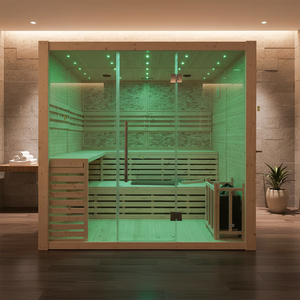 Sauna <span class=keywords><strong>de</strong></span> Vapor Interior <span class=keywords><strong>de</strong></span> Madera <span class=keywords><strong>de</strong></span> Abeto con Puertas <span class=keywords><strong>de</strong></span> Vidrio, Spa <span class=keywords><strong>en</strong></span> Casa para 2-4 Personas, <span class=keywords><strong>Precio</strong></span> <span class=keywords><strong>de</strong></span> Fábrica - Product Image 1