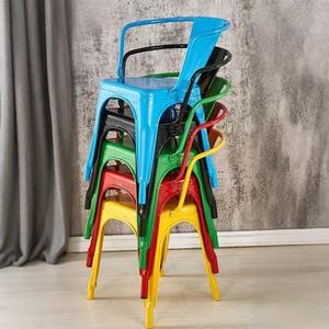 Chaise de salle <span class=keywords><strong>à</strong></span> manger en métal de style européen américain industriel avec accoudoirs 75cm de hauteur couleur rouge noir blanc pour café restaurant maison - Product Image 5