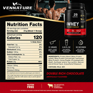Vennature Chocolate 1.98LB Proteína de Suero de Leche Gold Standard Sin Gluten Suplementos Deportivos Proteína en Polvo - Product Image 2