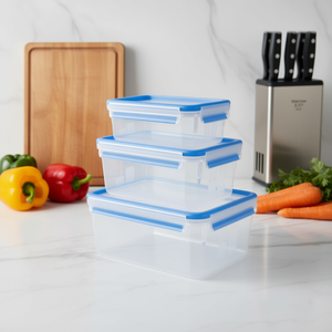 Emsa Clip & Close <b>Food</b> <b>Storage</b> <b>Container</b> Set 1.0l 2.3l 3.7l Blue 3 Piece - Product Image 3