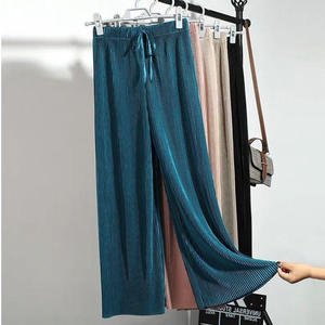 Pantaloni in Chiffon Casual da donna primavera estivi pantaloni larghi in seta di ghiaccio pantaloni a pieghe eleganti da donna - Product Image 6