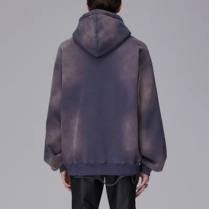 Sweat à capuche oversize personnalisé pour homme, sans cordon, style streetwear vintage délavé, avec strass, effet délavé à l'acide - Product Image 3