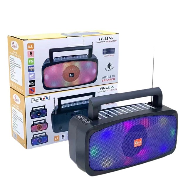 Redwingy FP-521-S Portable Rechargeable Tf Card Usb Disco Light Speaker Dj Party Fm Radio Solar Powered Wireless Speaker