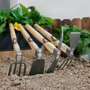 Набор 2024 инструментов для пересадки и культиватора, высококачественный садовый инструмент с деревянной ручкой для домашнего сада