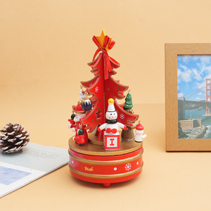Caja de Música Creativa de Madera con Árbol de Navidad Giratorio y Carrusel para Decoración Navideña para Embellecer tu Habitación - Product Image 4