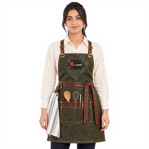 Delantal de Cuero para Mujer Tiierwear, con Tirantes Ajustables, Bolsillos, Cierre a Presión, Manga Corta, para Restaurante o Bar - Product Image 1