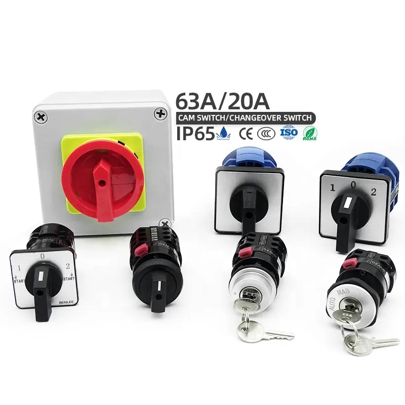 Interruptor de comutação de câmera universal diretamente da fábrica Benlee 63A 660V 2 3 posições IP65 interruptores seletores de chave rotativa à prova d'água