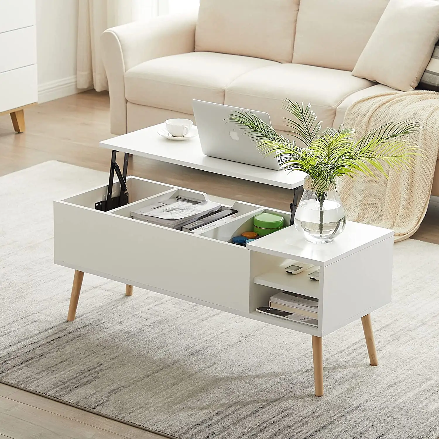 Многофункциональный Складной подъемный журнальный столик, подъемный журнальный столик с хранилищем, мебель для гостиной, современный деревянный журнальный столик