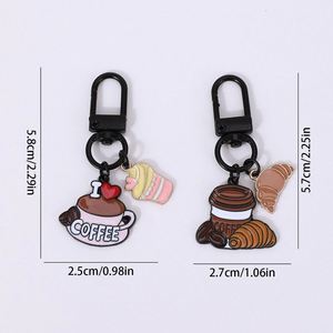 Porte-clés et pendentif de sac de téléphone portable personnalisable, design moderne, mignon, en forme de croissant et de cupcake, thème café et dessin animé - Product Image 2