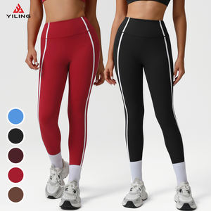 Leggings Deportivos YILING, Pantalones de Yoga de Cintura Alta, Color Nude, con Bloques de Color, para <span class=keywords><strong>Mujer</strong></span>, con Logotipo Personalizado, Ropa Deportiva - Product Image 2