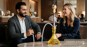 Chicha portable multi-couleurs, design moderne, base en verre jaune, en alliage d'aluminium, chicha élégante pour salon - Product Image 2