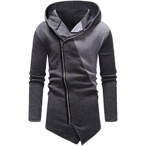 Wholesale Mens <b>Gothic</b> Assassin Robe Hoodie Asymmetric Zipper Longline Fleece <b>Jacket</b> Side Lace Drawstring 100% Cotton Winter - Product Image 1