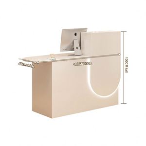 Mostrador de Caja Moderno de Madera para Comercio Minorista, Escritorio de Cajero, Mostradores de Pago Rosados para Tiendas, Escritorios de Recepción <span class=keywords><strong>en</strong></span> Venta - Product Image 1