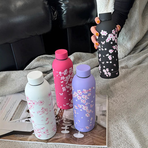 Offre Spéciale – Bouteille Isotherme en Acier Inoxydable 304 à Petite Ouverture, Motif Rose, Isolation Sous Vide 6-12 Heures, pour Boissons Froides en Extérieur - Product Image 1