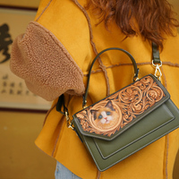 Tas Selempang Kulit Asli Vintage Bohemian Anti Air - Set Tas Multi-Kompartemen Kapasitas Besar untuk Bisnis