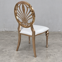 Chaise de banquet ronde à rayons dorés en acier inoxydable avec siège en PU pour mariage, vente en gros