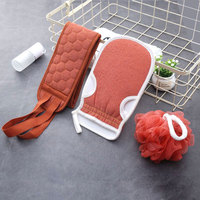 Vente en Gros Usine Ensemble de 3 Pièces Serviettes de Bain Nettoyantes pour la Peau, Boule de Douche Douce et Gants Exfoliants pour le Corps