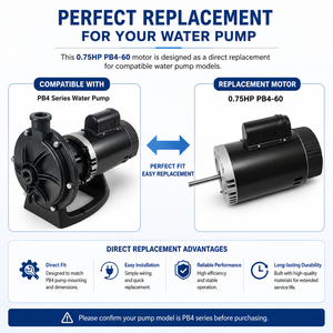 Motor de Repuesto de 0.75HP para Bomba de Refuerzo PB4-60, 115/230V, Motor para Bomba de Refuerzo de Limpiador de Piscinas, Fácil Instalación, Alta Eficiencia - Product Image 5