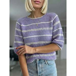 เสื้อสเวตเตอร์ลายทางแขนพองสีฟ้าอ่อน 0XL เสื้อสเวตเตอร์ผู้หญิง - Product Image 2