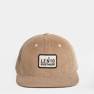 Casquettes personnalisées en velours côtelé à 6 panneaux avec logo brodé structuré kaki, casquettes snapback - Product Image 3