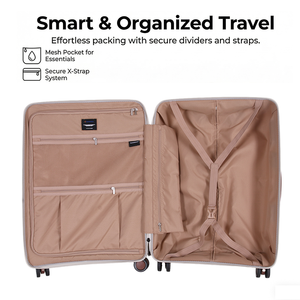 Valise de voyage rigide légère à roulettes, 4 roues fixes avec verrouillage, silencieuse, anti-rayures, étanche – Offre Spéciale - Product Image 4