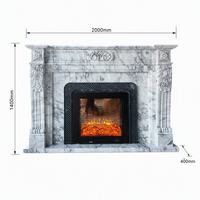 Chimenea Eléctrica de Mármol Blanco Personalizada de Fábrica, con Marco Tallado Europeo, Relieve Floral, Independiente, para Villa de Lujo
