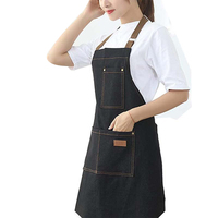 Tablier de coiffure en denim Barber, imperméable, résistant au blanchiment, taille plus, professionnel, veste de coiffeur avec poches, homme femme noir