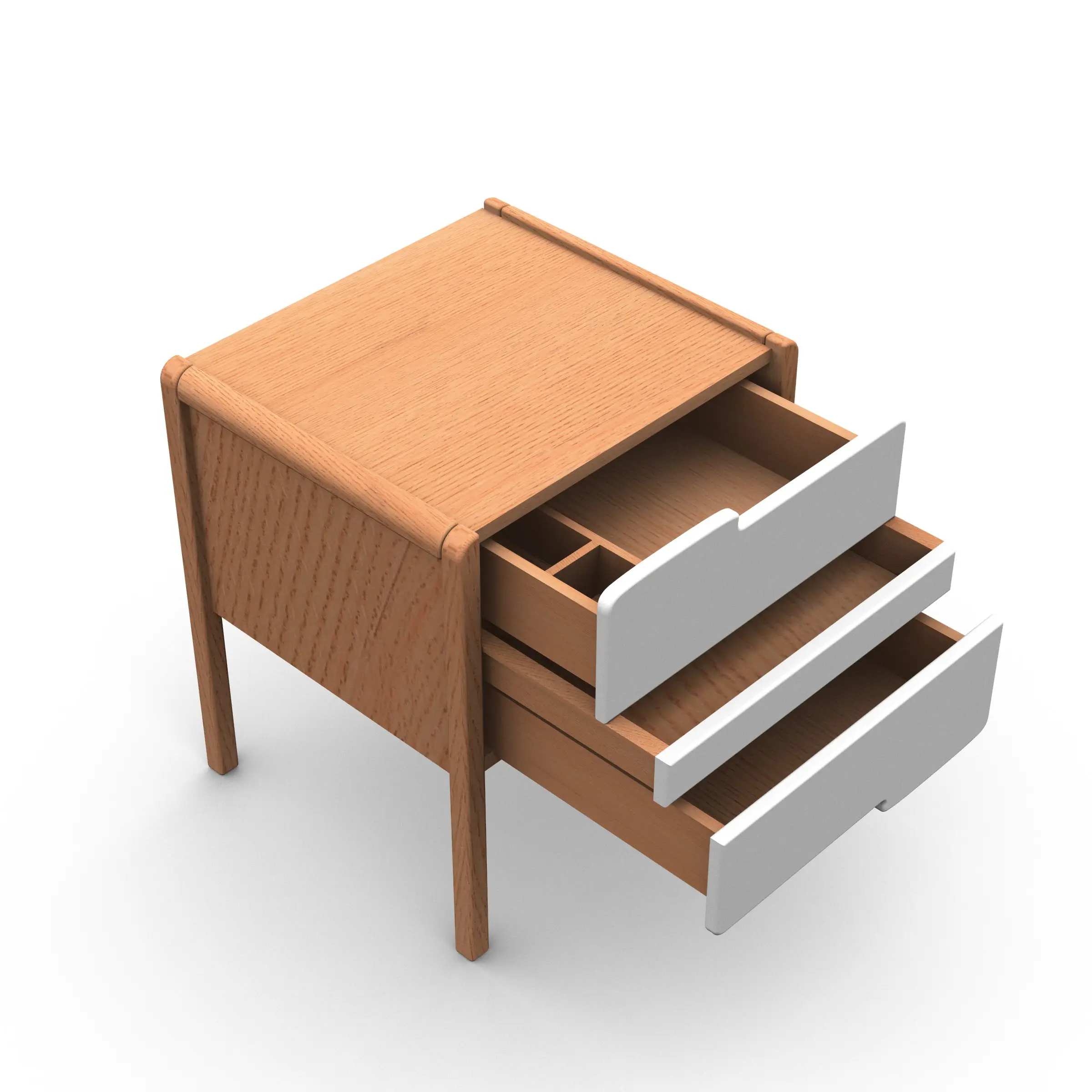 新しいモダンな木製の庭の収納キャビネットハイエンドの寝室の部品の収納移動ベッドサイドテーブルナイトスタンド