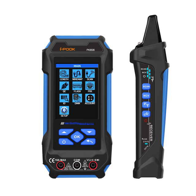 TDR Technology i Multi-function Cable Tester With POE/VFL/OPM/NCV/ID Length Measuring  Functions iPOOK PK8506