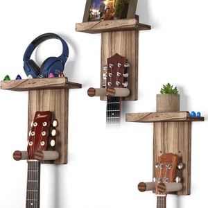 Wooden Guitar Wall Rack Solid Wood Display <b>Shelf</b> For Ukulele And Musical Instruments Storage Rack With <b>Floating</b> Design - Product Image 1