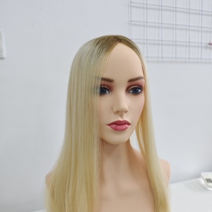 Venta al por mayor de topper de encaje de malla de 14 y 16 pulgadas con cabello humano virgen europeo de cutícula alineada para mujeres blancas, en stock. - Product Image 5